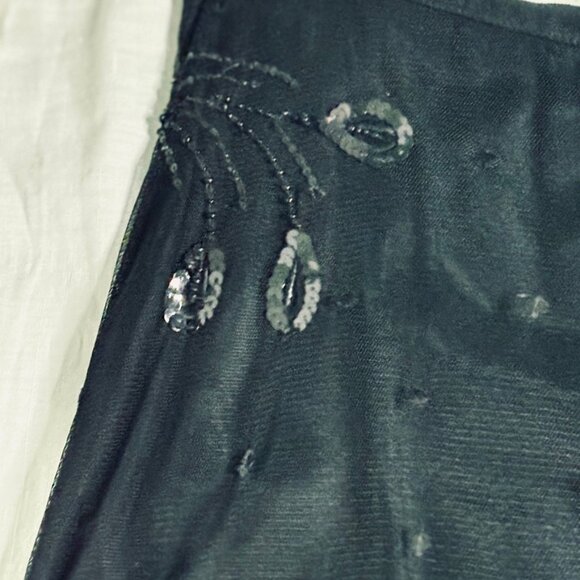 Odille Black Hi-Low Beaded Lace 2-tiered Skirt Size 4 Fitted Waist Fancy Evening - Picture 4 of 16